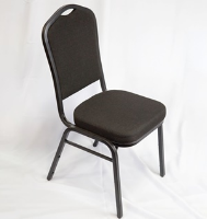 Black metal chair, cushioned